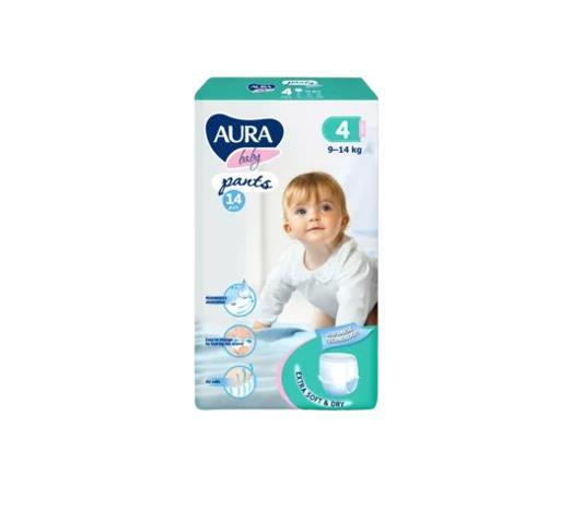 Подгузники-трусики Aura Baby размер 4 L, 9-14 кг, 14 шт
