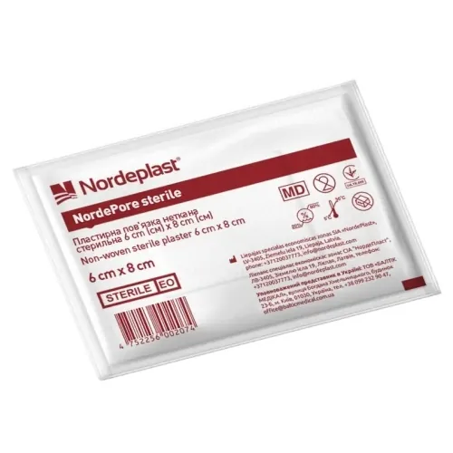 Пов'язка пластирна Nordeplast NordePore Sterile для закриття ран 6 см х 8 см стерильна на нетканій основі, 1 штука