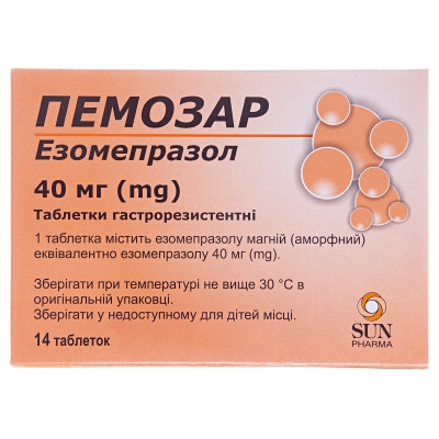 Пемозар таблетки гастрорезист. по 40 мг №14 (7х2)