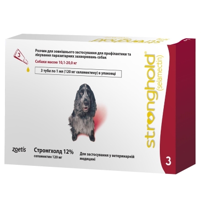 Стронгхолд 12% капли от паразитов для собак 10,1-20 кг, 1 пипетка по 1 мл