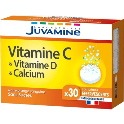 Вітамін С + D + Кальцій Juvamine шипучі таблетки №30