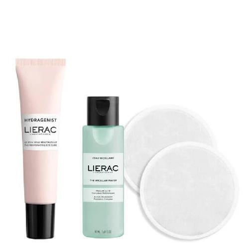 Набір Lierac Hydragenist (Крем для контуру очей 15 мл + Міцелярна вода 50 мл + багаторазові ватні диски 2 шт)