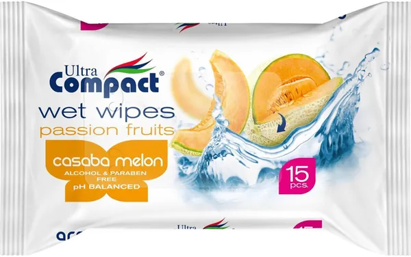 Серветки вологі Ultra Compact Fruits, 15 шт