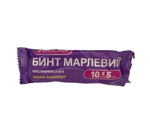 Бинт марлевий нестерильний Biolikar медичний 5 м х 10 см