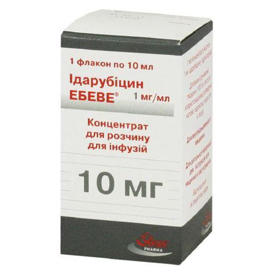 Идарубицин Эбеве концентрат для р-ра д/инф. 1 мг/мл (10 мг) по 10 мл №1 во флак.