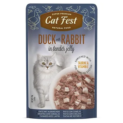 Корм вологий для котів Pet Fest Cat Fest качине філе та кролик в желе, 70 г