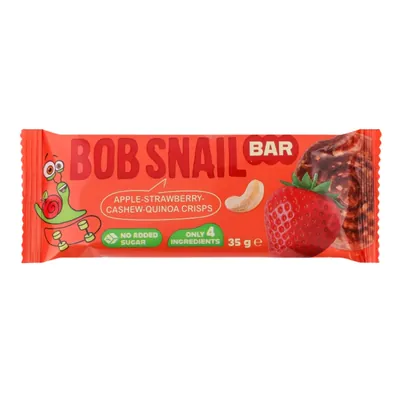 Батончик Bob Snail Bar яблуко, полуниця, кеш'ю, кріспи кіноа, 35 г