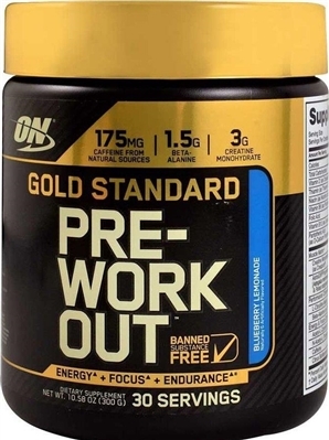 Предтренировочный комплекс Optimum Nutrition Gold Standard Pre-Workout, черничный лимонад, 300 г