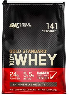 Протеїн сироватковий змішаний Optimum Nutrition Gold Standard 100% Whey, екстра молочний шоколад, 4,54 кг