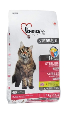 Корм сухой для кастрированных котов и стерилизованных кошек 1st Choice Sterilized, 5 кг