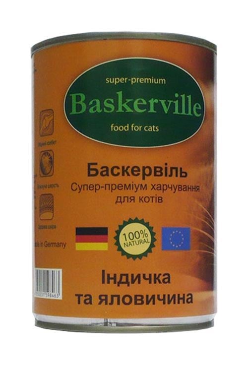 Консерва для кошек Baskerville с индейкой и телятиной, 400 г