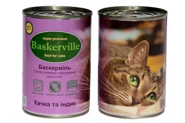 Консерва для кошек Baskerville с уткой и индейкой, 400 г