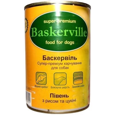 Консерви для собак Baskerville з півнем, рисом і цукіні, 400 г