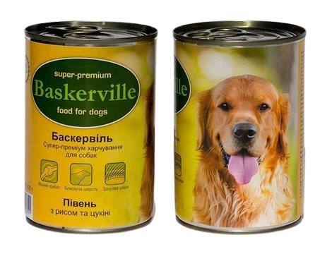 Консервы для собак Baskerville с петухом, рисом и цукини, 400 г