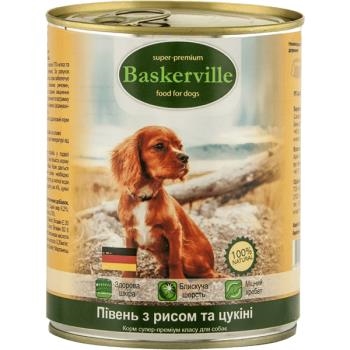 Консервы для собак Baskerville с петухом, рисом и цукини, 800 г
