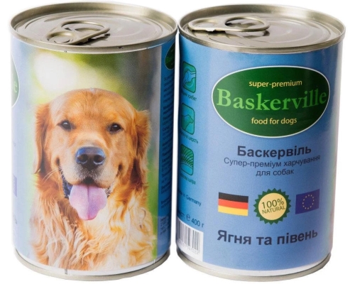 Консерви для собак Baskerville з ягням і півнем, 400 г
