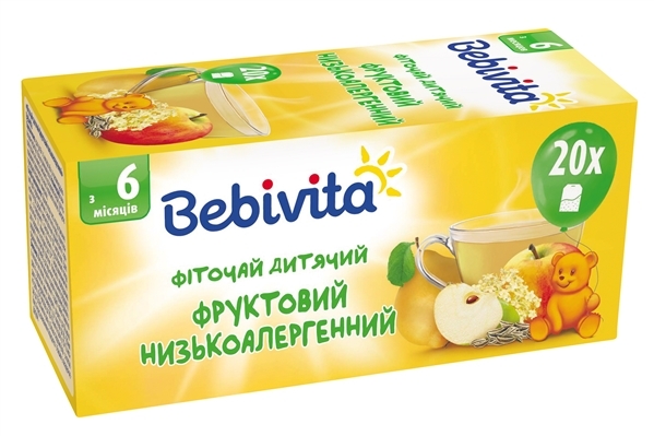 Фіточай Bebivita дитячий фруктовий нізькоаллергенний, 20 фільтр-пакетів х 1,5 г