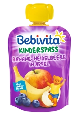 Пюре фруктовое Bebivita Банан-Черника-Яблоко, 90 г