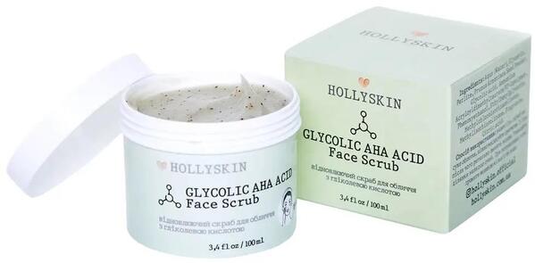 Скраб для обличчя Hollyskin Glycolic AHA Acid із гліколевою кислотою, 100 мл