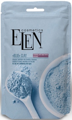 Глина голубая косметическая Elen Cosmetics с эктрактом шалфея и розмарина, 40 г