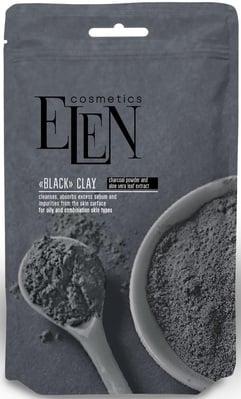 Глина черная косметическая Elen Cosmetics с активированным углем и экстрактом алоэ вера, 40 г