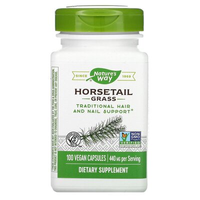 Хвоща полевого трава Nature's Way Horsetail Grass 440 мг, 100 капсул