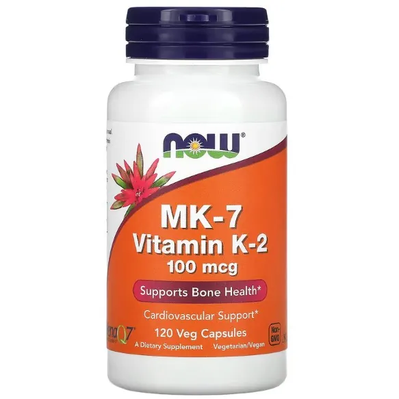 МК-7 вітамін К-2 NOW MK-7 Vitamin K-2 100 мкг вег. капсули №120