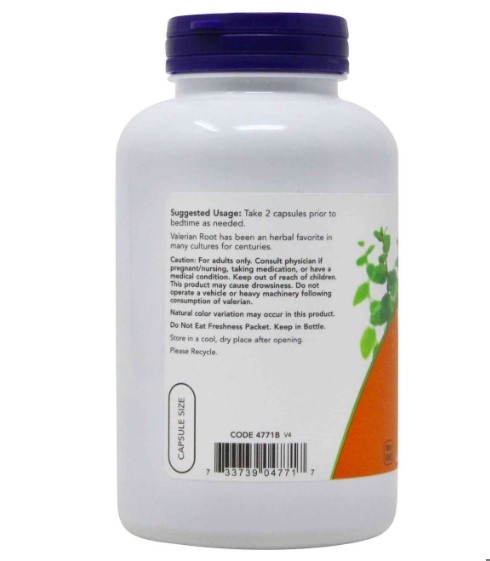 Корень валерианы NOW Valerian Root 500 мг капсулы №250