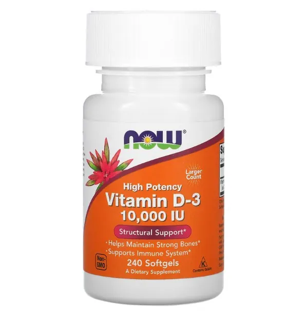 Вітамін Д-3 NOW Vitamin D-3 10000 MО м'які капсули №240