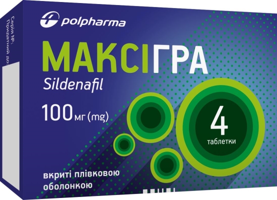 Максігра таблетки, в/плів. обол. по 100 мг №4