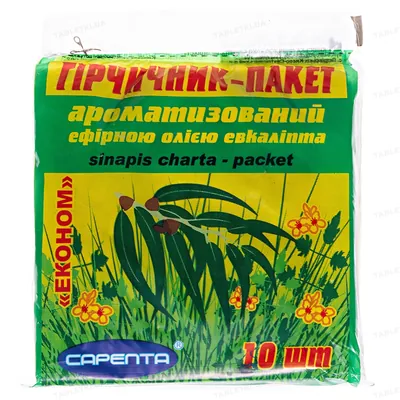 Гірчичник-пакет Сарепта економ ароматизований з евкаліптом, 10 штук