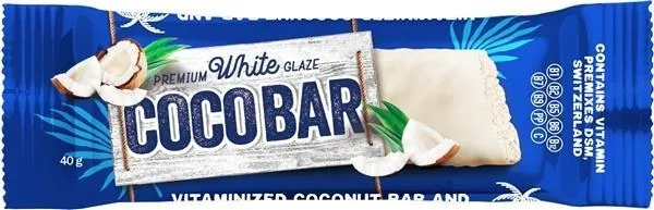 Батончик Coco Bar Premium White Glaze вітамінізований кокосовий у білій шоколадній глазурі, 40 г