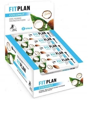 Батончик-мюслі FitPlan Muesli Bar кокос, родзинки, пластівці кукурудзяні, 25 г