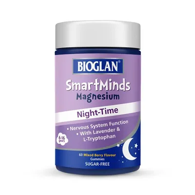 Магній Bioglan SmartMinds Magnesium Night-Time ягідний мікс, 60 жувальних пастилок