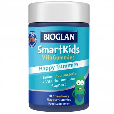 Пробіотики для дітей Bioglan Smartkids Happy Tummies полуниця, 30 жувальних пастилок