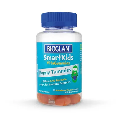 Пробіотики для дітей Bioglan Smartkids Happy Tummies полуниця, 30 жувальних пастилок