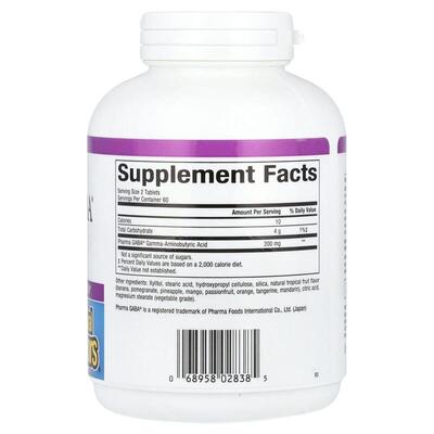 Гамма-аміномасляна кислота Natural Factors Stress Relax Pharma GABA 100 мг, 120 жувальних таблеток
