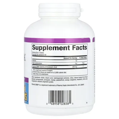 Гамма-аміномасляна кислота Natural Factors Stress Relax Pharma GABA 100 мг, 120 жувальних таблеток