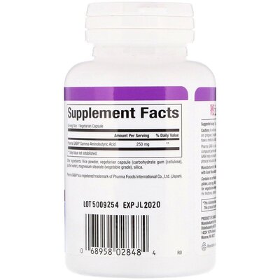 Гамма-аминомасляная кислота Natural Factors Stress Relax Pharma GABA 250 мг, 60 капсул