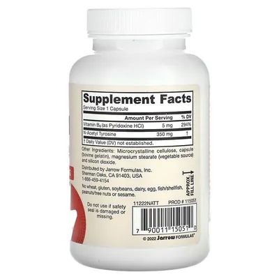 N-Ацетил Тирозин Jarrow Formulas N-Acetyl Tyrosine 350 мг, 120 капсул