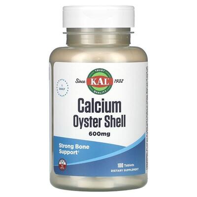 Кальций из раковин устриц KAL Calcium Oyster Shell 600 мг, 100 таблеток