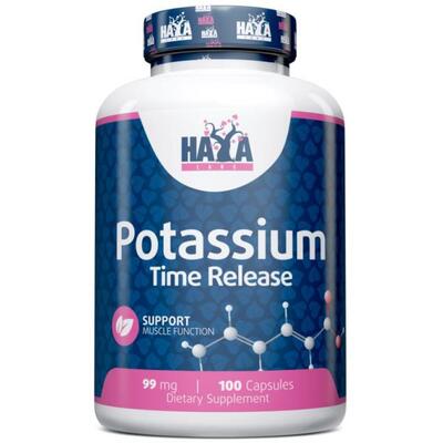 Калий медленного высвобождения Haya Labs Potassium Time Release 99 мг, 100 веганских капсул