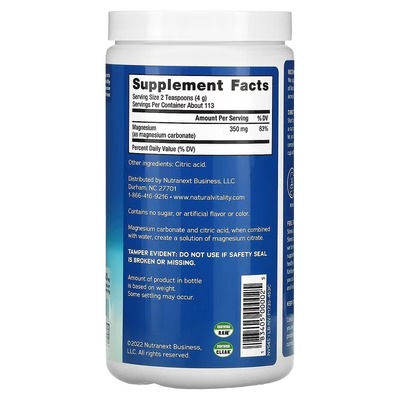 Антистрес напій з магнієм Natural Vitality CALM A Magnesium supplement оригінальний смак без добавок, 453 г