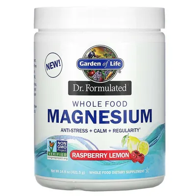 Магній Garden of Life Dr. Formulated порошок зі смаком малини та лимона, 421,5 г