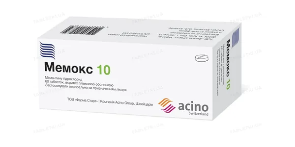 Мемокс 10 таблетки, в/плів. обол. по 10 мг №60 (10х6)