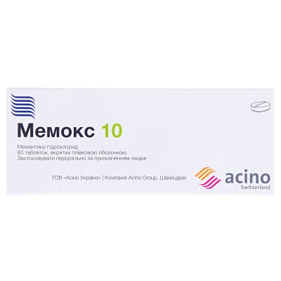 Мемокс 10 таблетки, в/плів. обол. по 10 мг №60 (10х6)