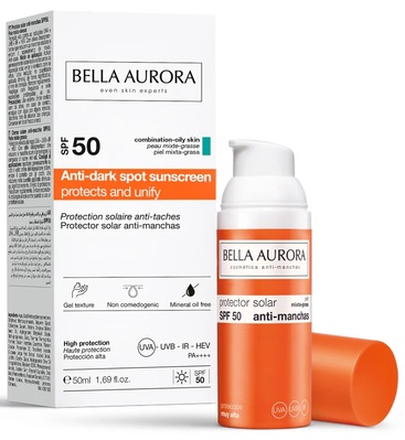 Гель-крем сонцезахисний Bella Aurora SPF50 від пігментних плям для комбінованої та жирної шкіри, 50 мл