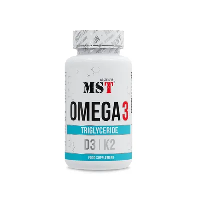 Омега-3 тригліцерид Д3 + К2 MST Nutrition Omega 3 Triglyceride D3 + K2, 60 гелевих капсул