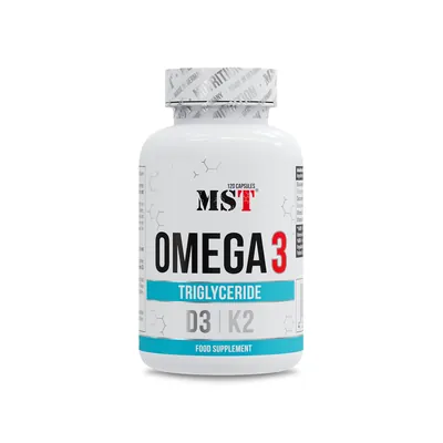 Омега-3 тригліцерид Д3 + К2 MST Nutrition Omega 3 Triglyceride D3 + K2, 120 гелевих капсул