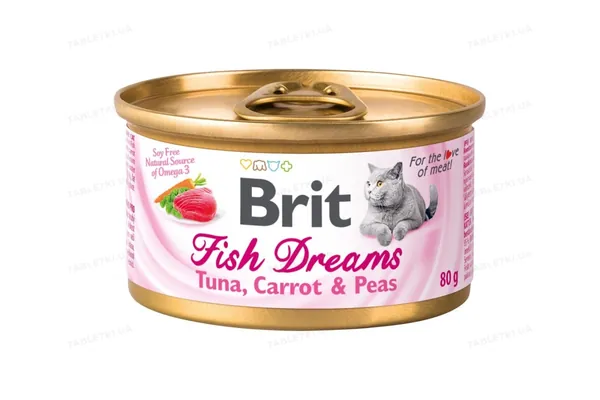 Корм вологий для кішок Brit Care Brit Fish Dreams Тунець, морква і горох, 80 г